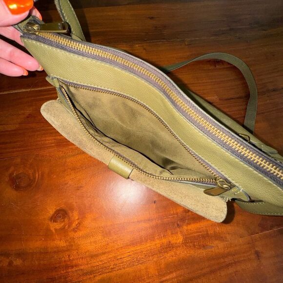 Fossil Kinley Green Leather Suede Crossbody Shoulder Bag Purse - Picture 7 of 16